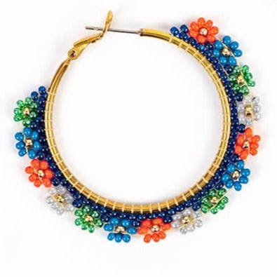 Large Daisy Hoop Earrings - Guatemala