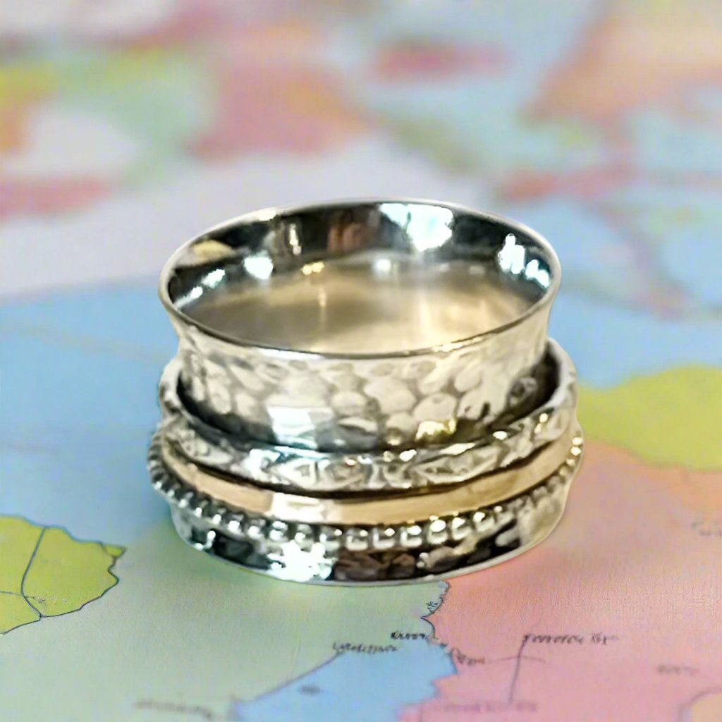 Decorated Sterling Silver Meditation Ring - Rajasthan, India