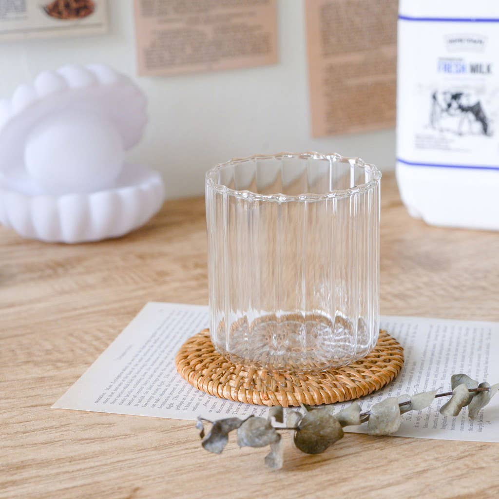 Round Rattan Coaster - Brown Boho Straw Raffia Wicker Drink -