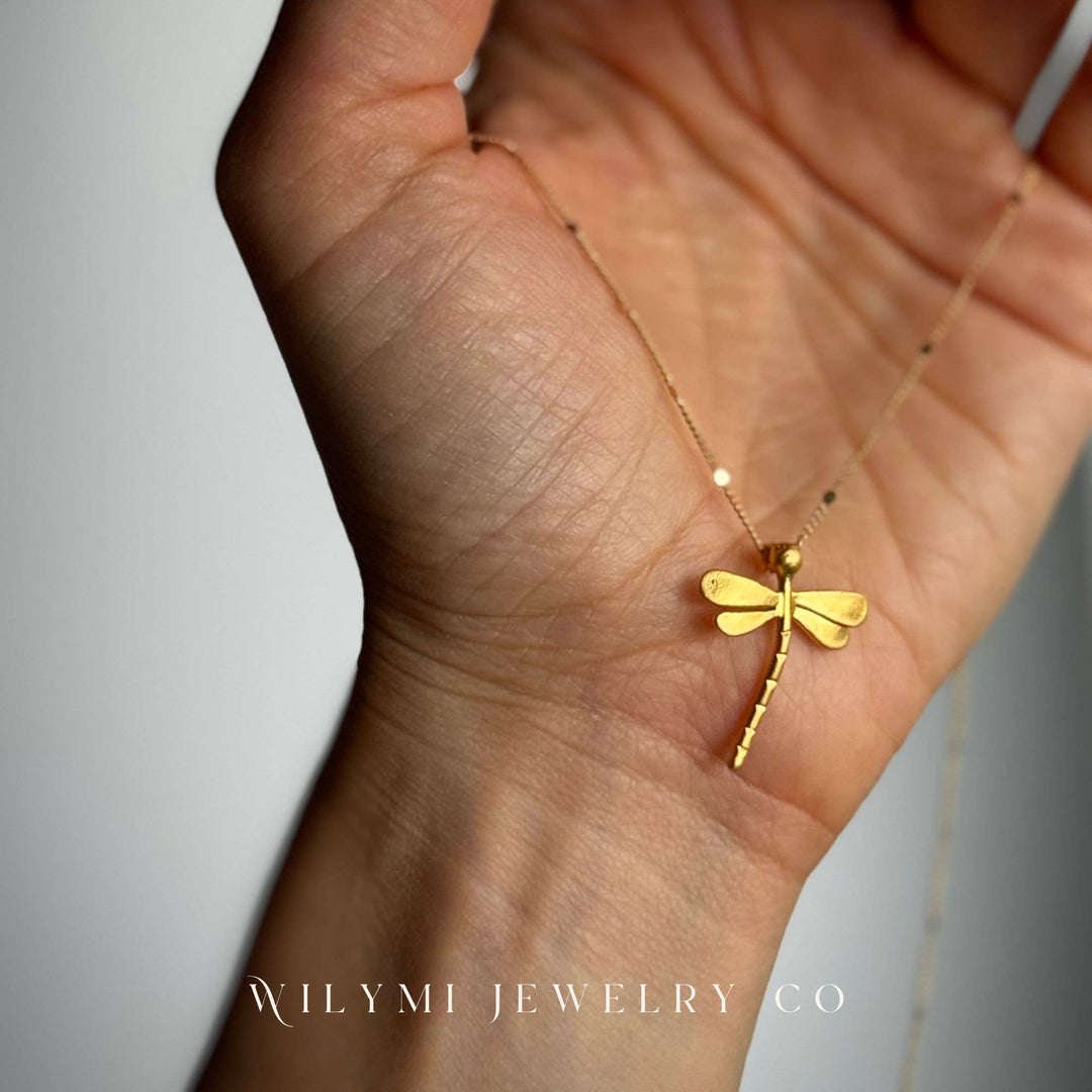 Mini Dragonfly Necklace | Gold Filled | Sparkling