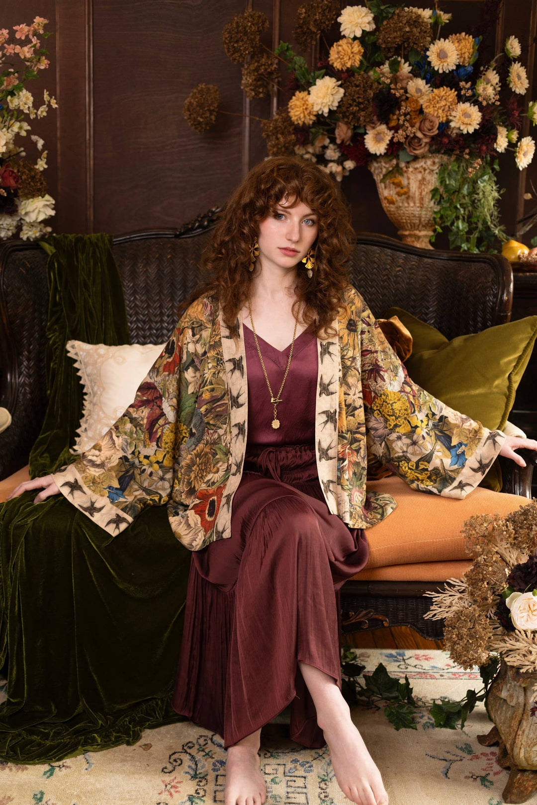 Golden Hour Pixie Duster Crop Kimono w/ Floral Print