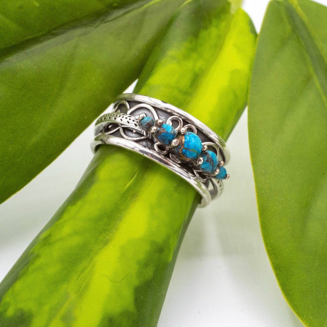 Turquoise Sterling silver Spinner Ring - India
