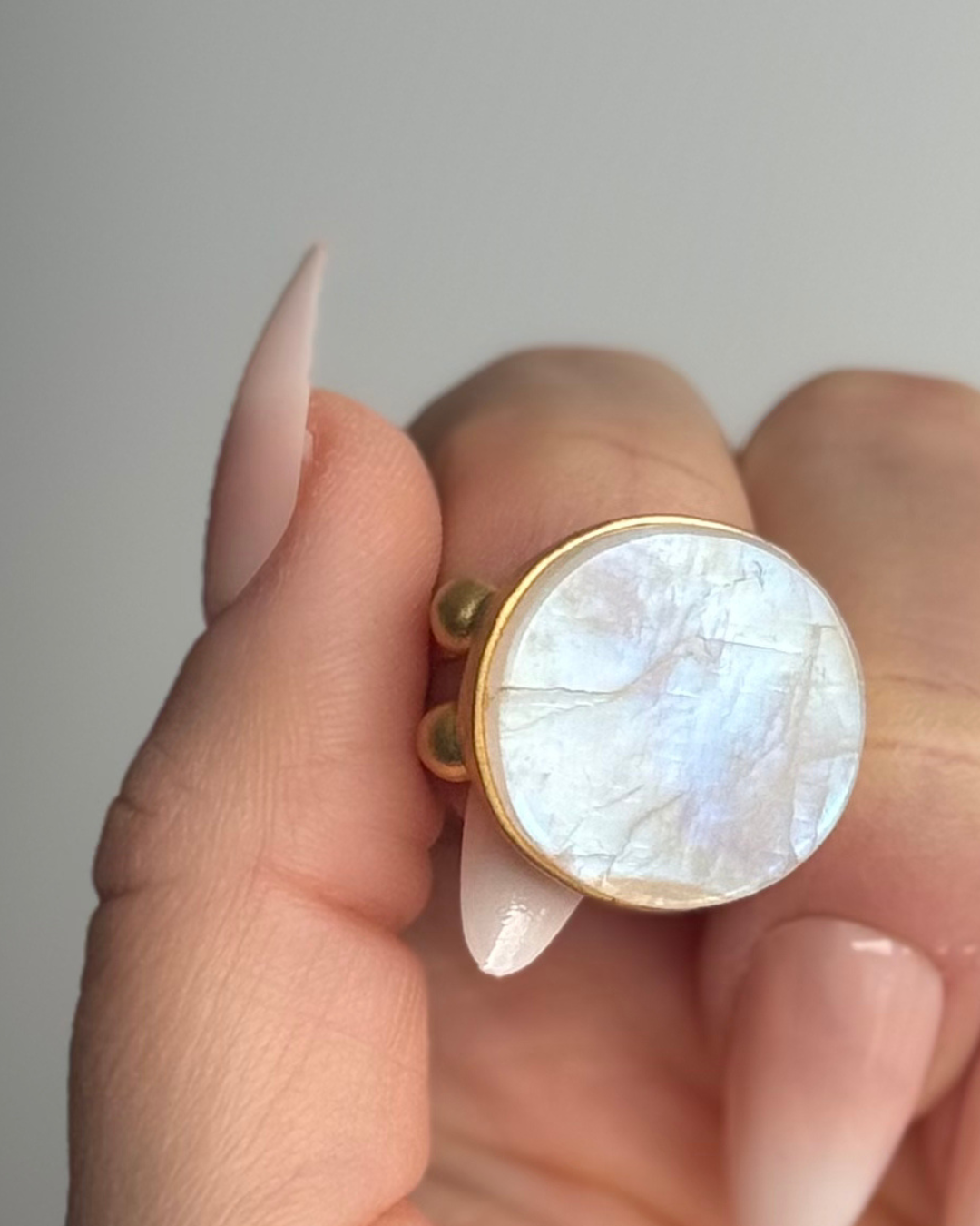 Rainbow Moonstone Cocktail 20mm Ring | GF | Adjustable