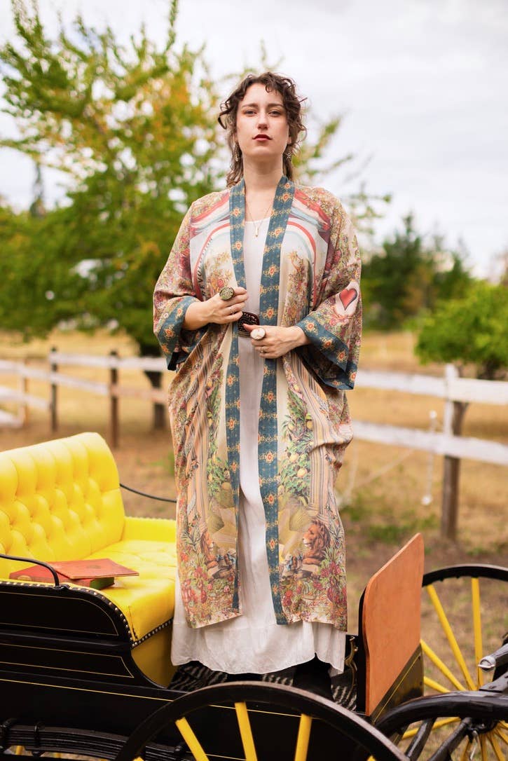 Love Revolution Opera Duster Kimono Robe w/ horse & florals - Canada