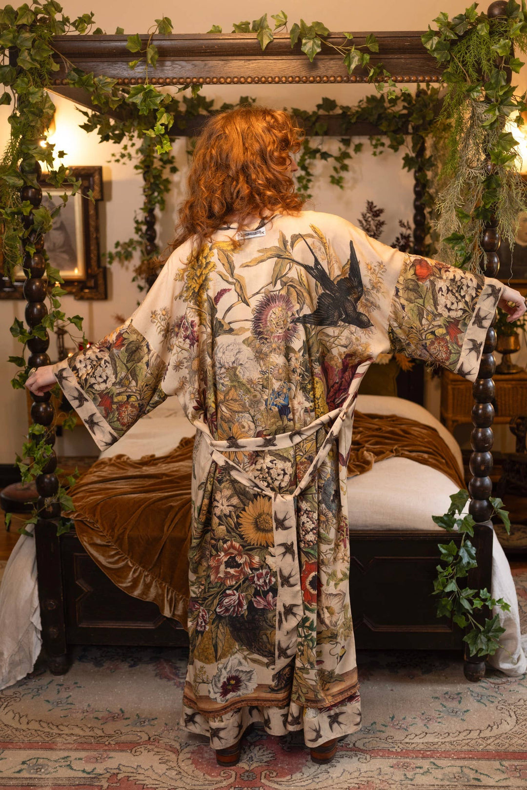 Golden Hour Opera Duster Kimono Robe w/  Floral Print