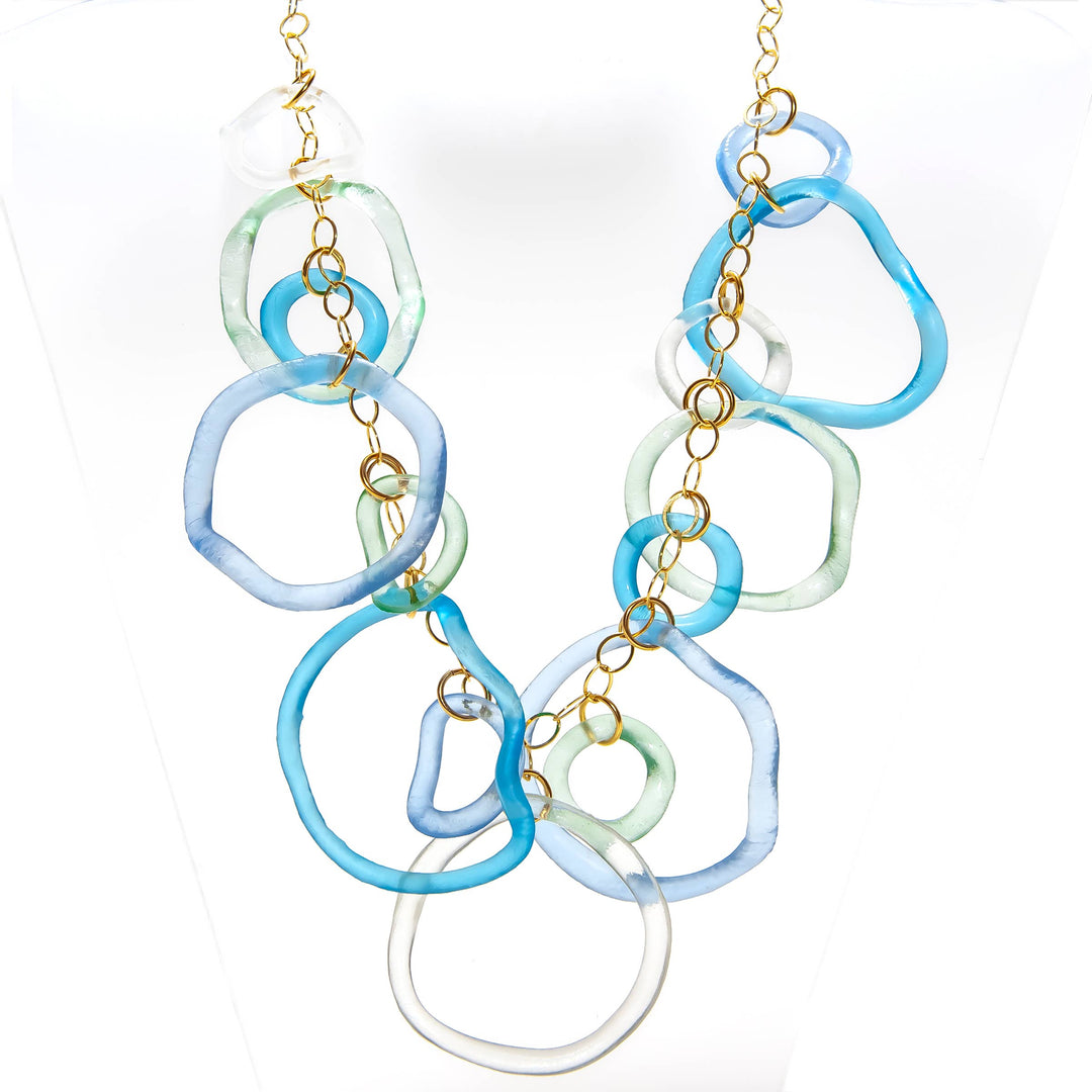 WAVE RUFFLE NECKLACE OCEAN COLORS Gold Fill