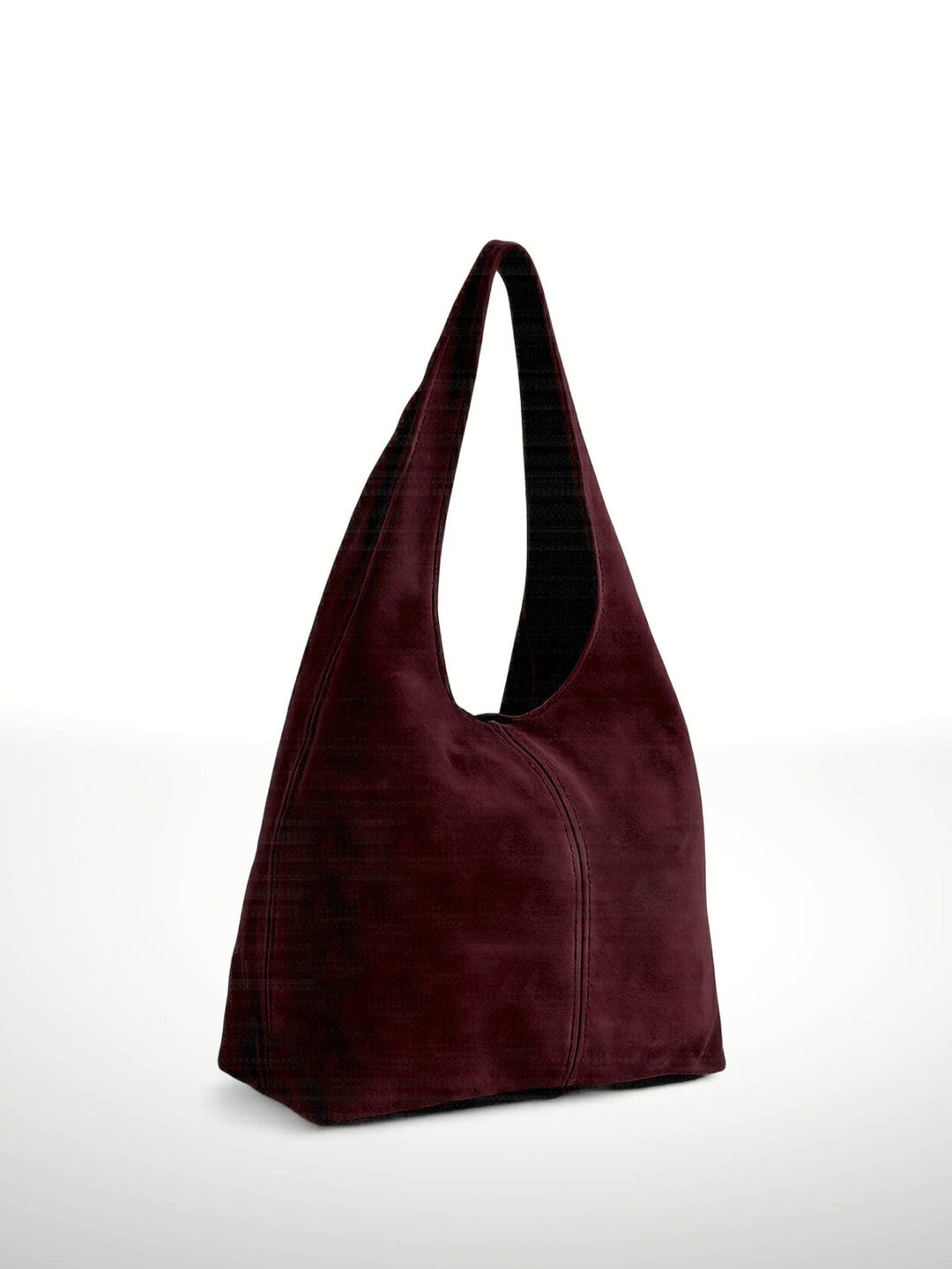 Maroon handbag on a white background