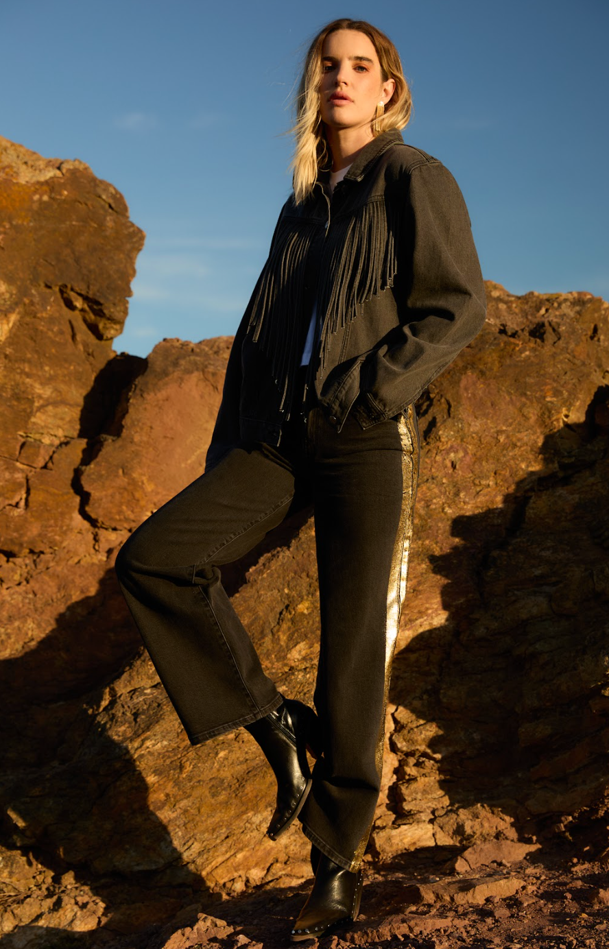 Black Denim Fringe Jacket - Sri Lanka