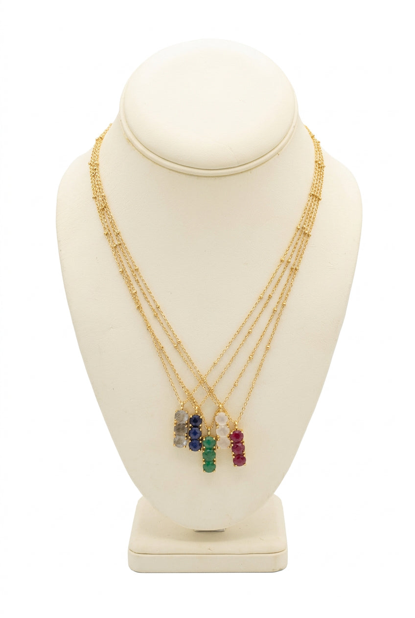 Gold Plated Prong Stone Necklace - India