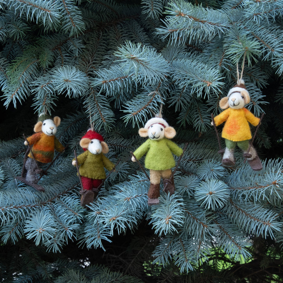 Ornament - Christmas Decor - Mouse on Skis, Assorted