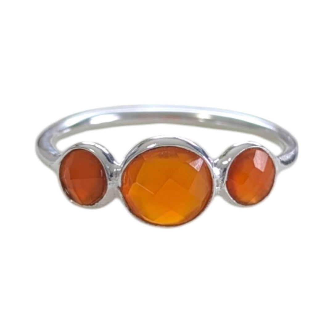 Three Wishes Multi-Stone Carnelian Sterling Silver Ring