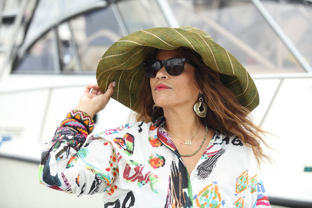 Sun Hats: Pinstripe Packable 5" & 7" Brim Raffia Straw