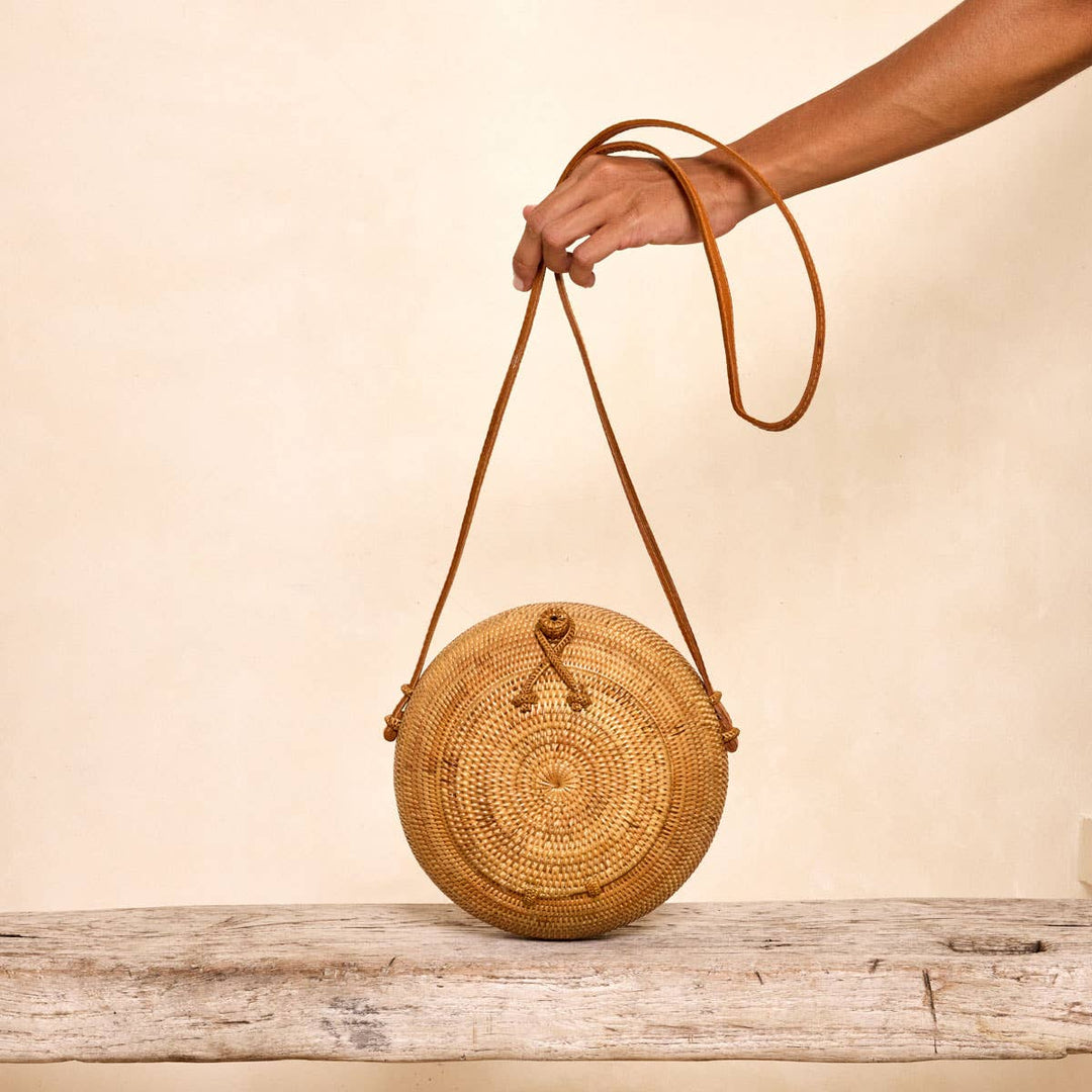 Ata Vine Round Crossbody Bag - Canteen