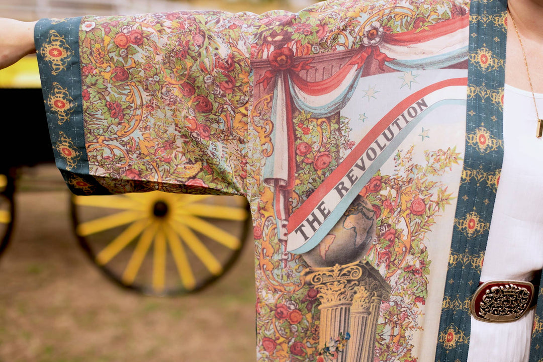 Love Revolution Opera Duster Kimono Robe w/ horse & florals - Canada