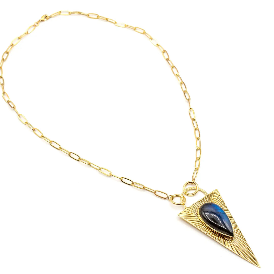 Brass Labradorite Medallion Necklace - India