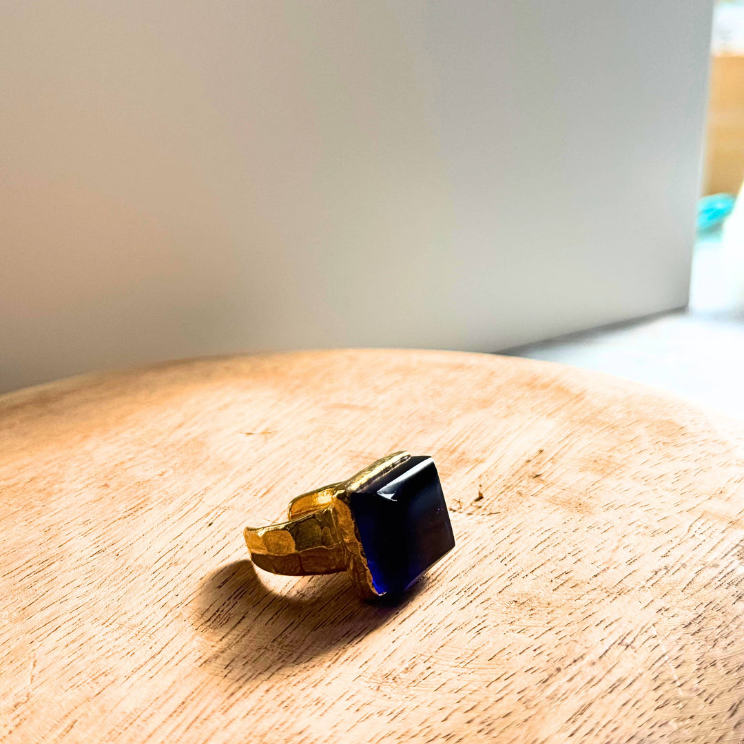 High Gloss Gold Smart Glass Adjustable Statement Ring - USA