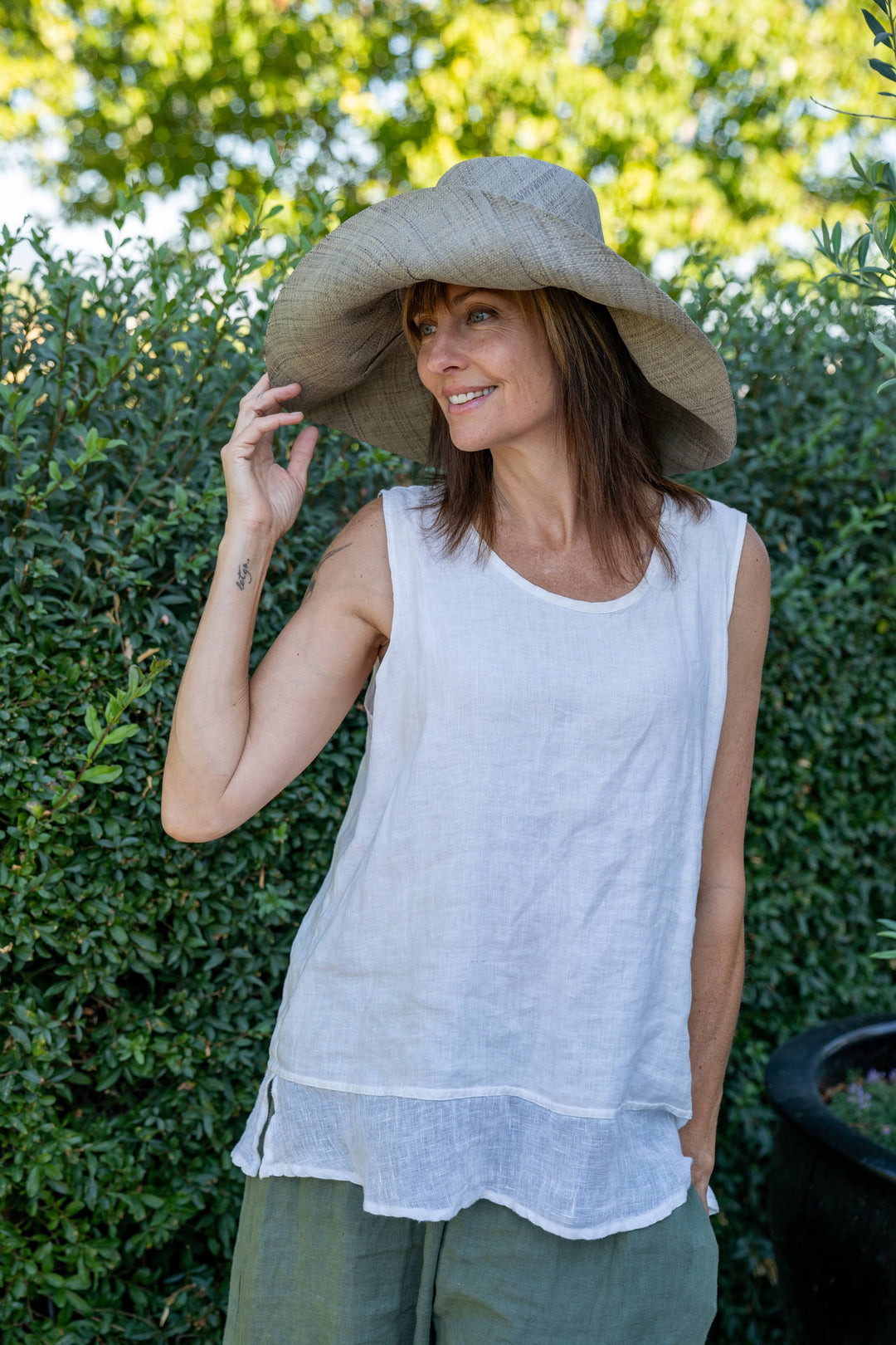 Monica 5" & 7" Wide Brim Solid Color Packable Straw Sun Hats