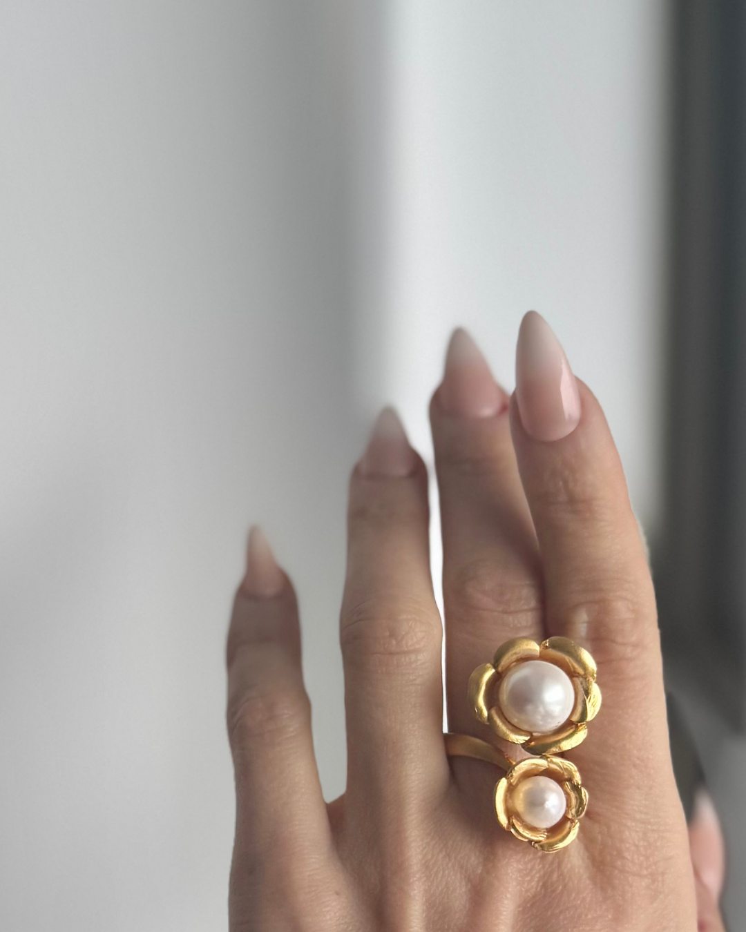 PERENNIAL Double Pearl Ring | 24k Gold Filled | Adjustable