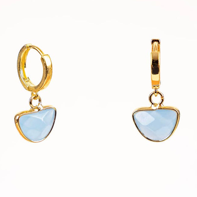 Faceted Stone Huggie Earrings - Guatemala