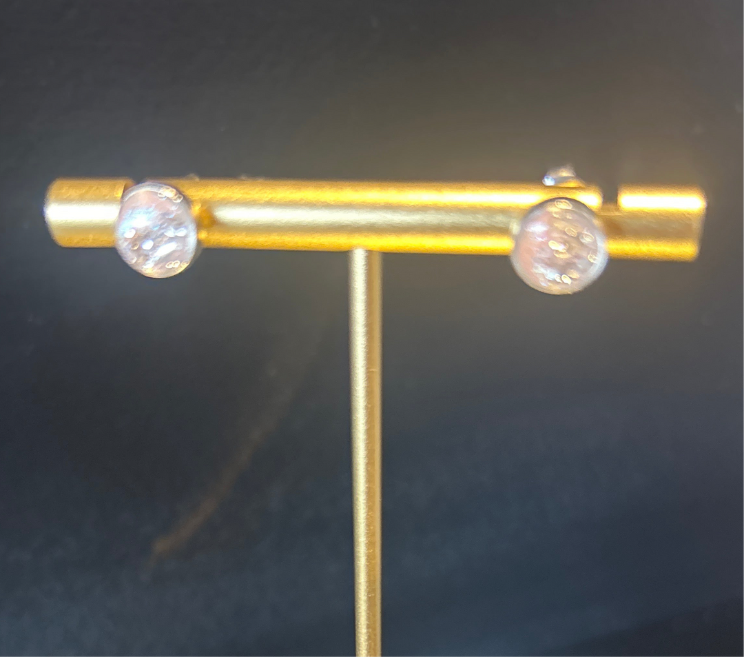 Gold White Glitter Stud Earrings  - Cincinnati, Ohio