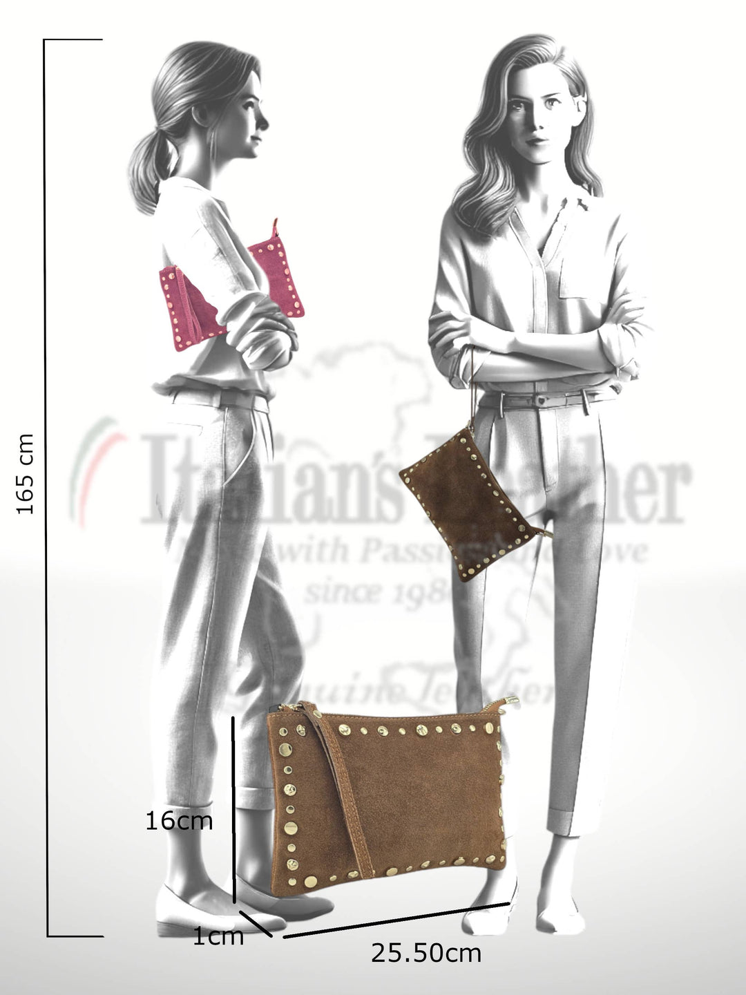 Uniles Suede Leather Handbag, LIght Taupe - Italy