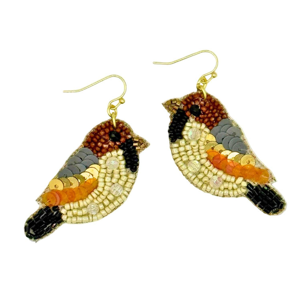 Songbird Embroidered Beaded Earrings - India