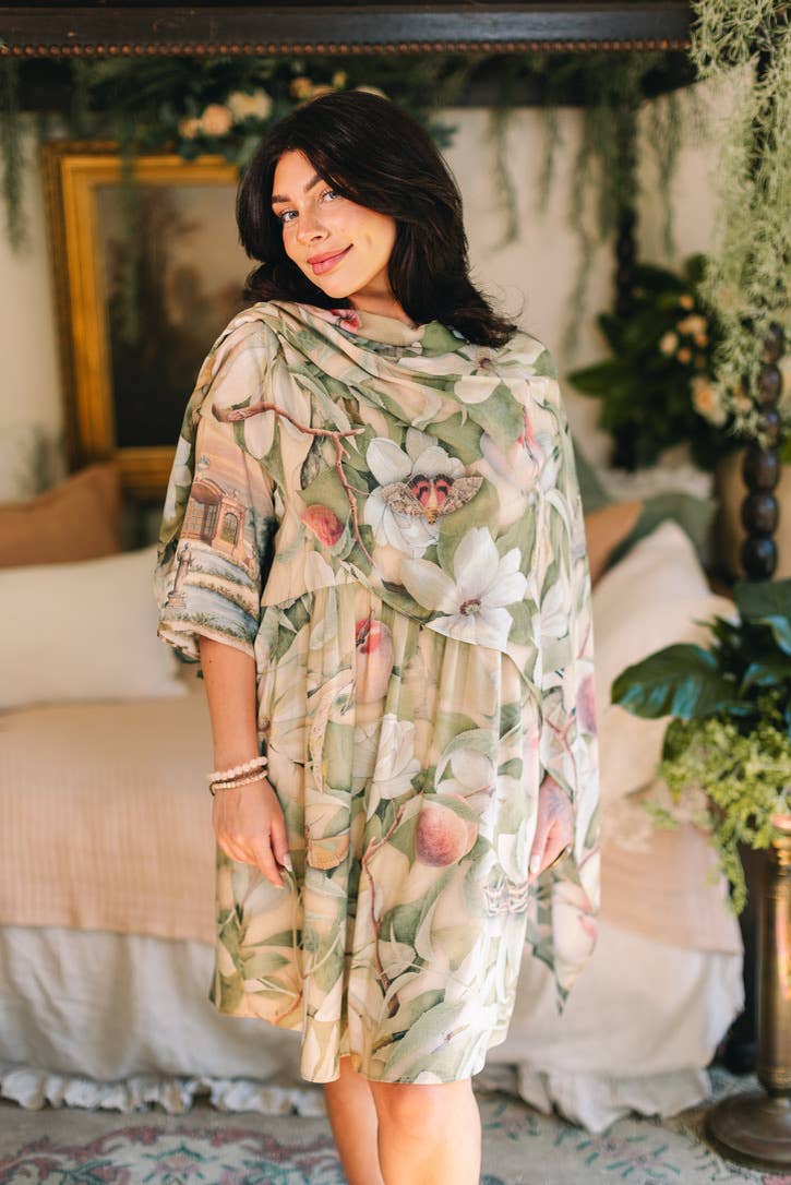 Fleur De Soleil Artist Dress Tunic w/ Pockets & Florals - Canada
