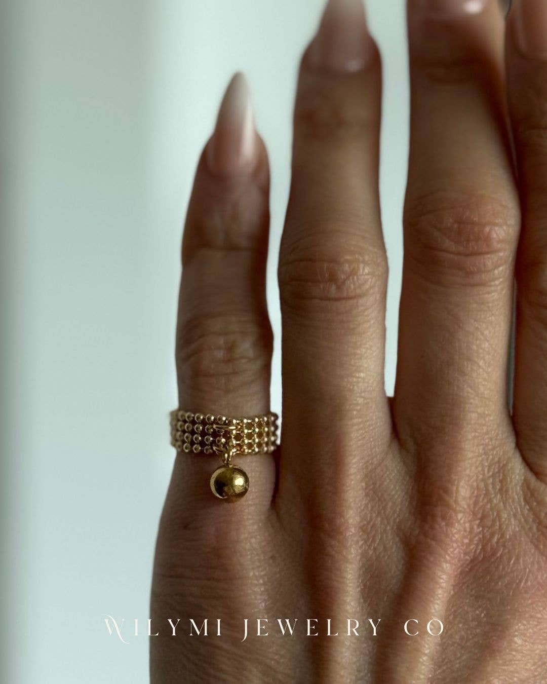 Gold Filled Orbit Droplet Ring | Flexible Band | Custom Size