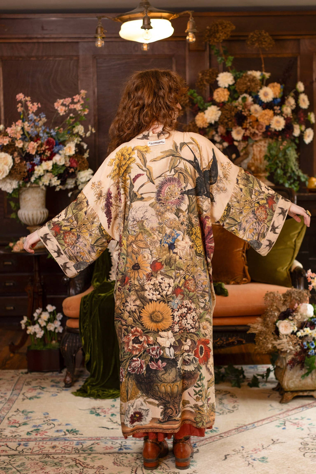 Golden Hour Opera Duster Kimono Robe w/  Floral Print