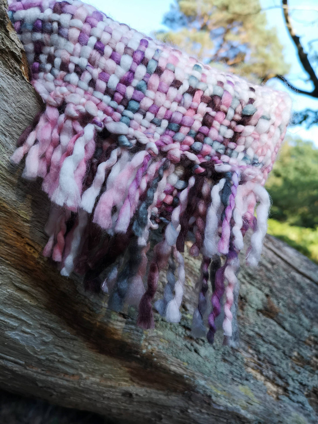 Ladies Chunky Tweed Scarf - Pastel Pink