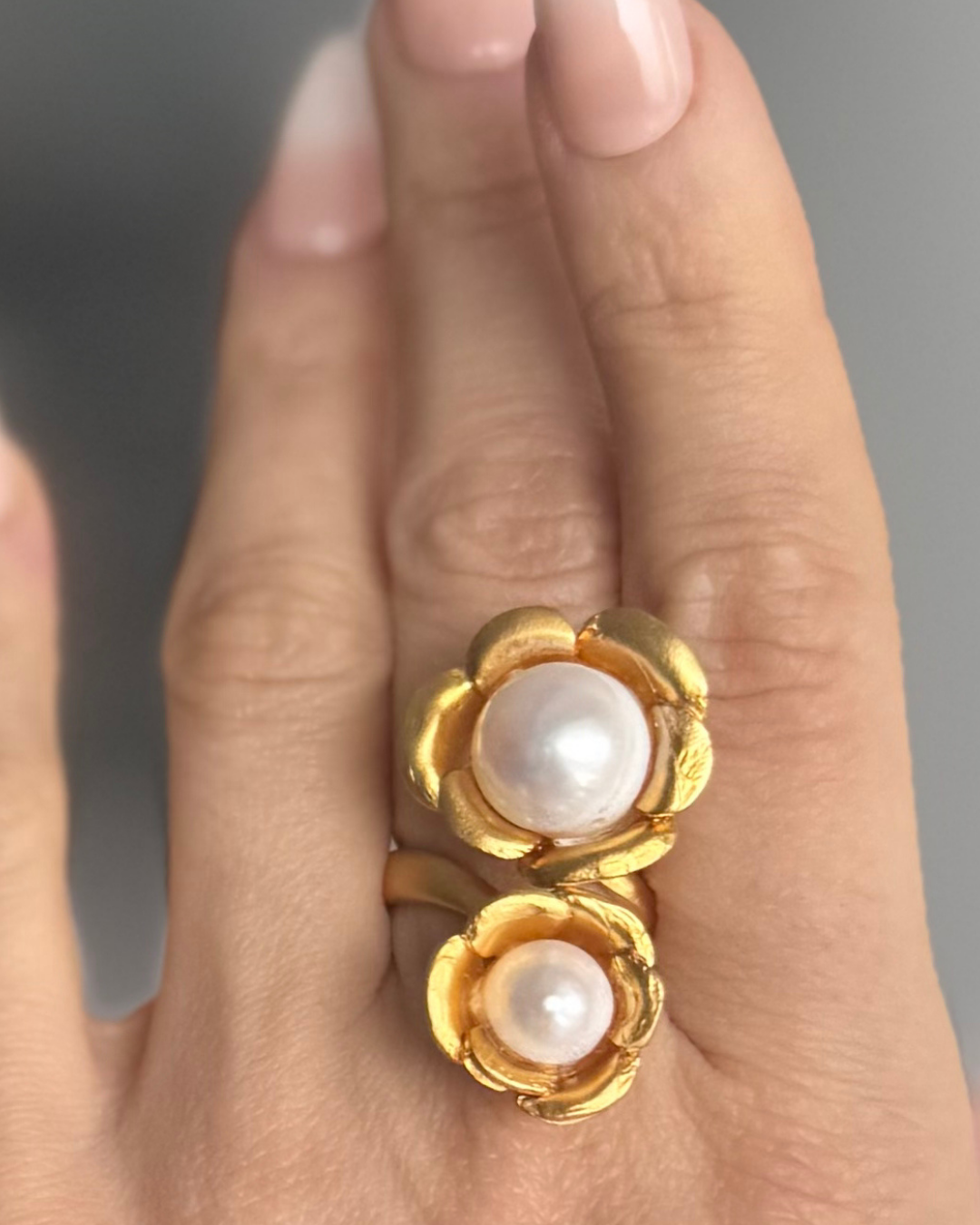 PERENNIAL Double Pearl Ring | 24k Gold Filled | Adjustable