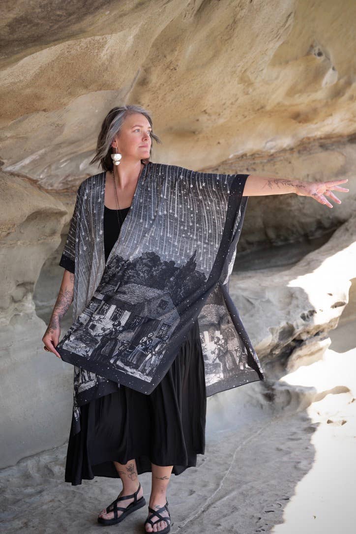 The Stargazer Goddess Duster Kimono w/ Celestial Print