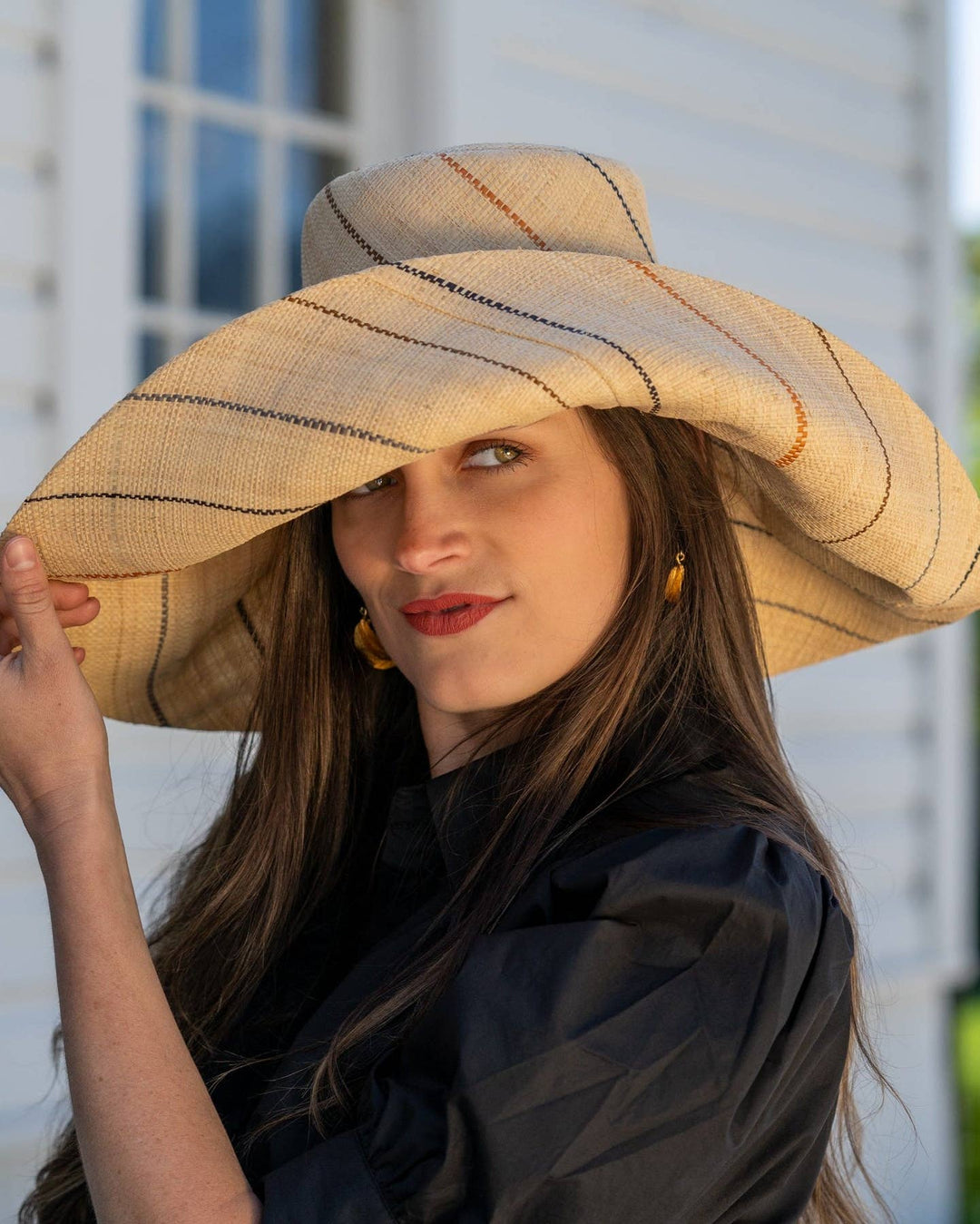 Sun Hats: Pinstripe Packable 5" & 7" Brim Raffia Straw