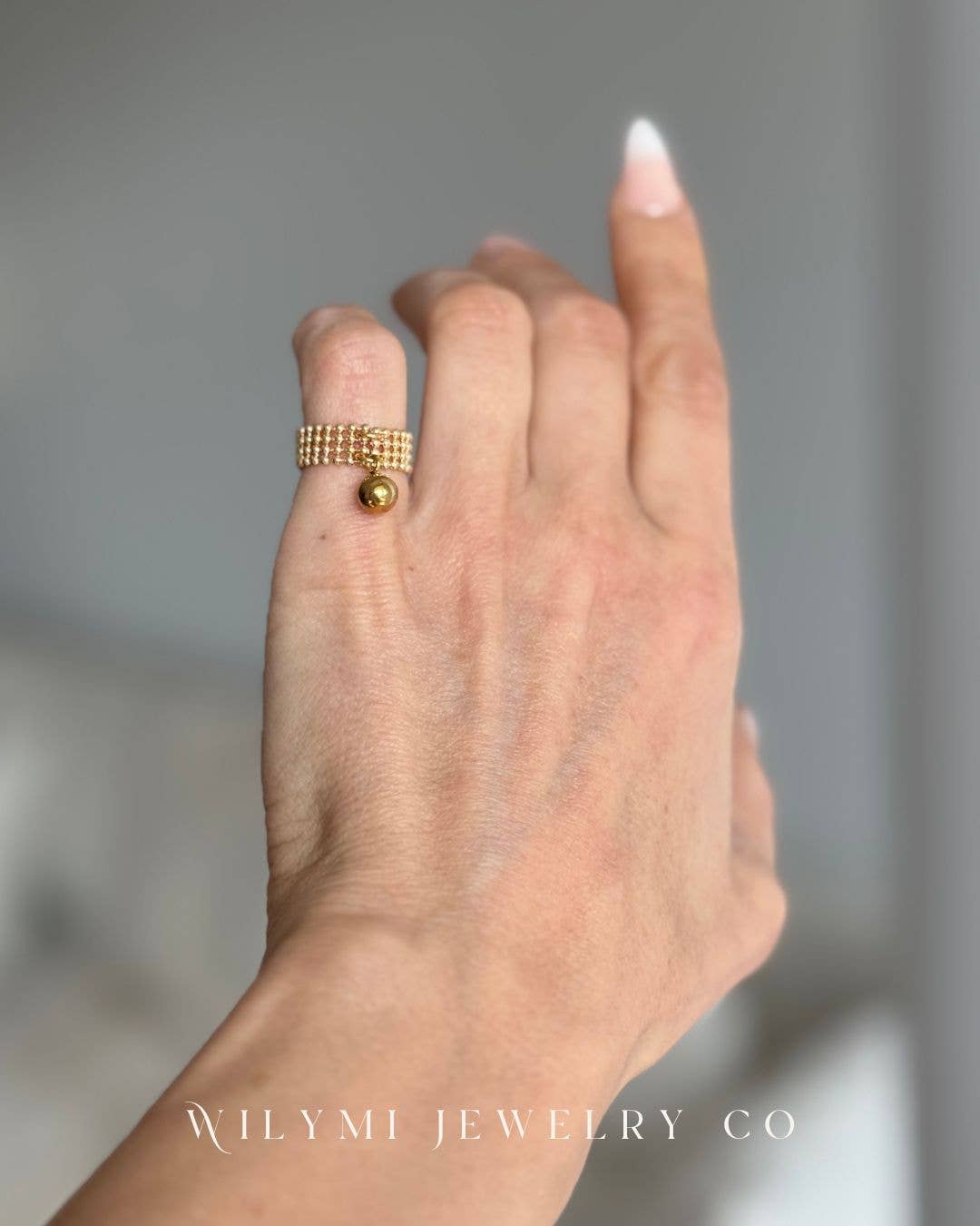 Gold Filled Orbit Droplet Ring | Flexible Band | Custom Size