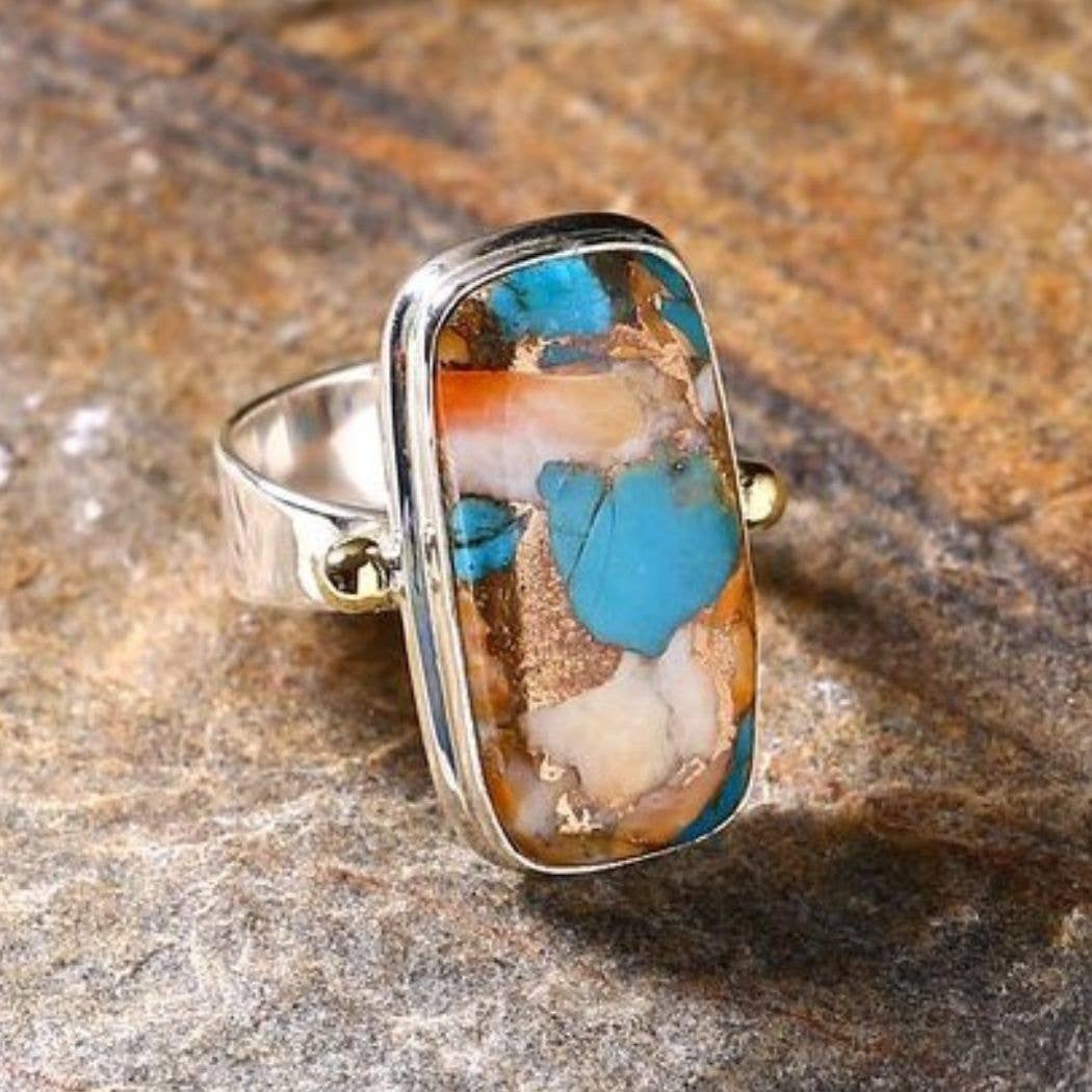 Sahara Oyster Turquoise Sterling Ring - India