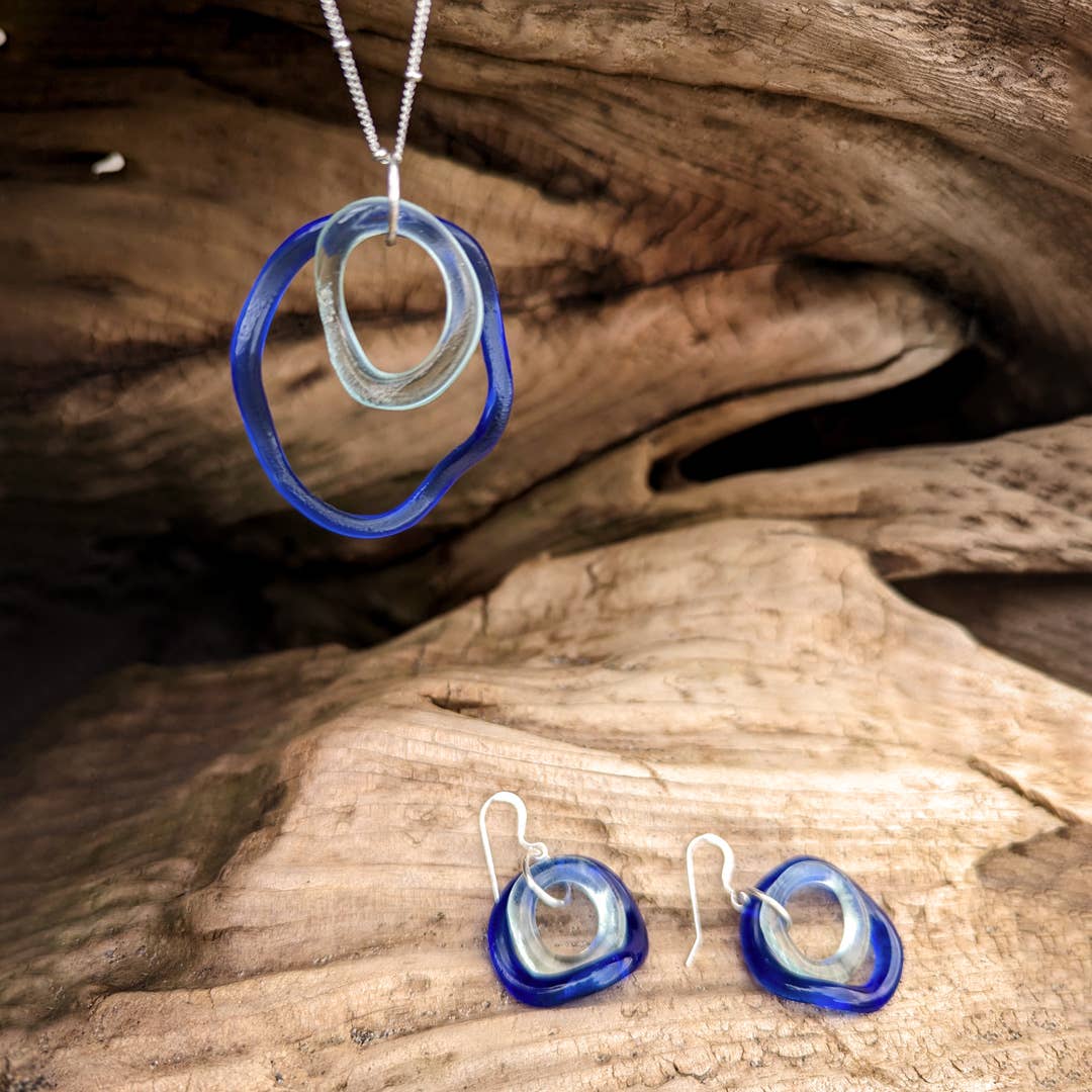 Sea & Sky Wave Double Pendant, Cobalt - USA