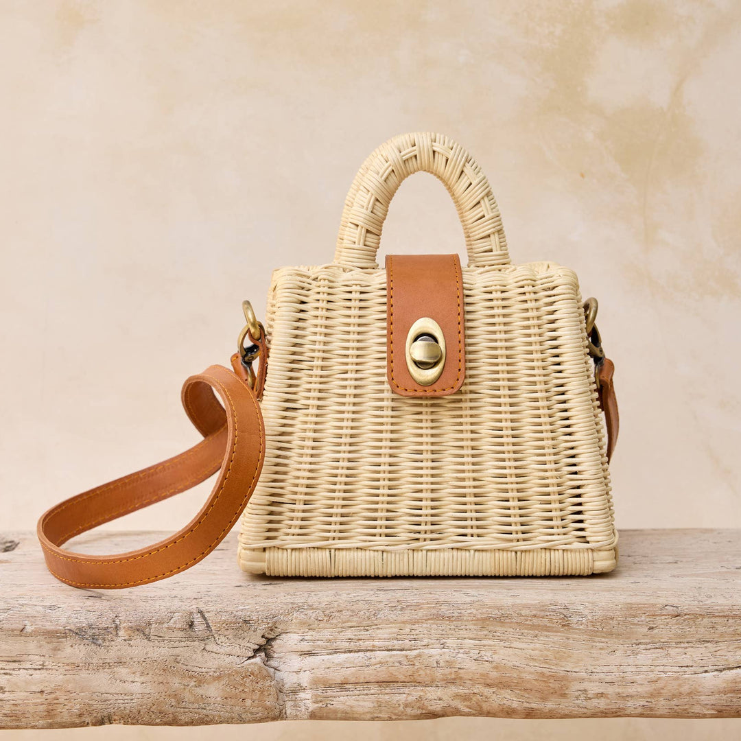 Ivory Rattan Petite Handbag - Borneo
