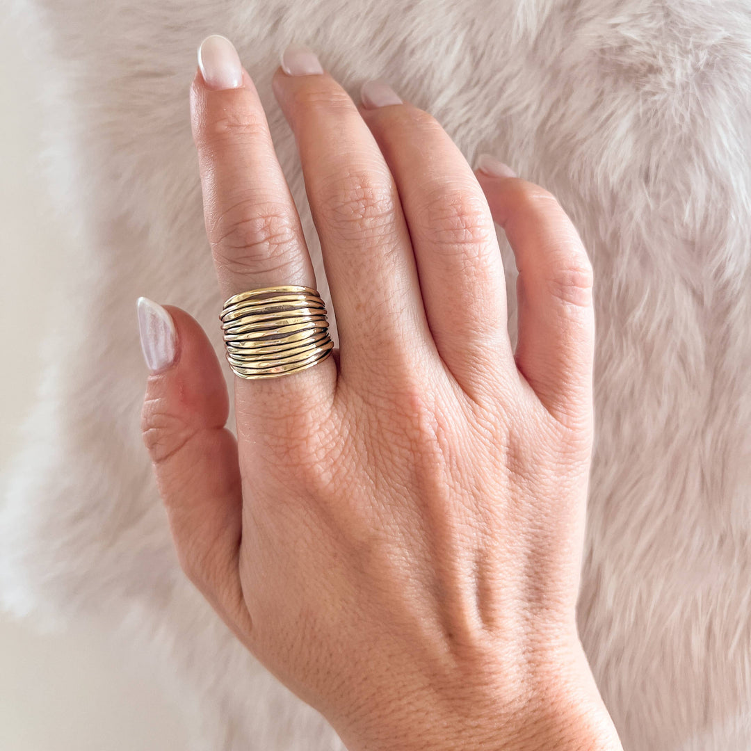 Adjustable Brass Bramble Ring - India