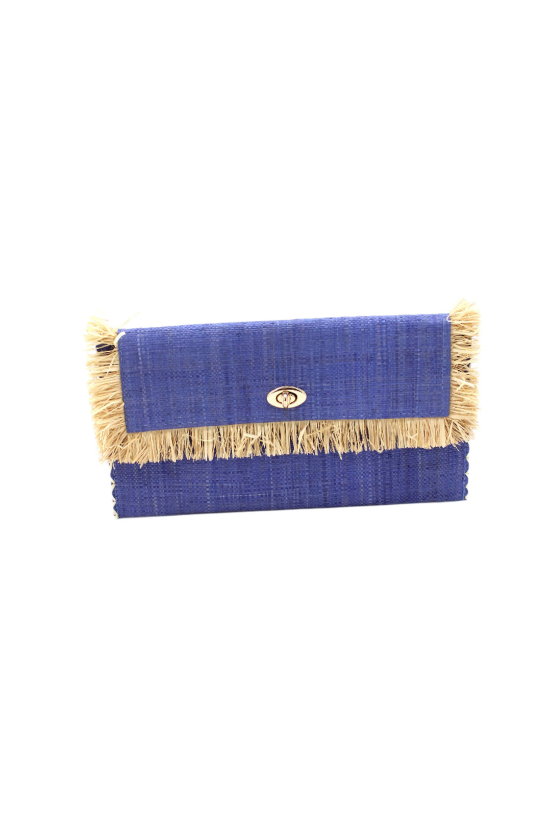 Sophie Raffia Straw Envelope Clutch Purse with Raw Fringe