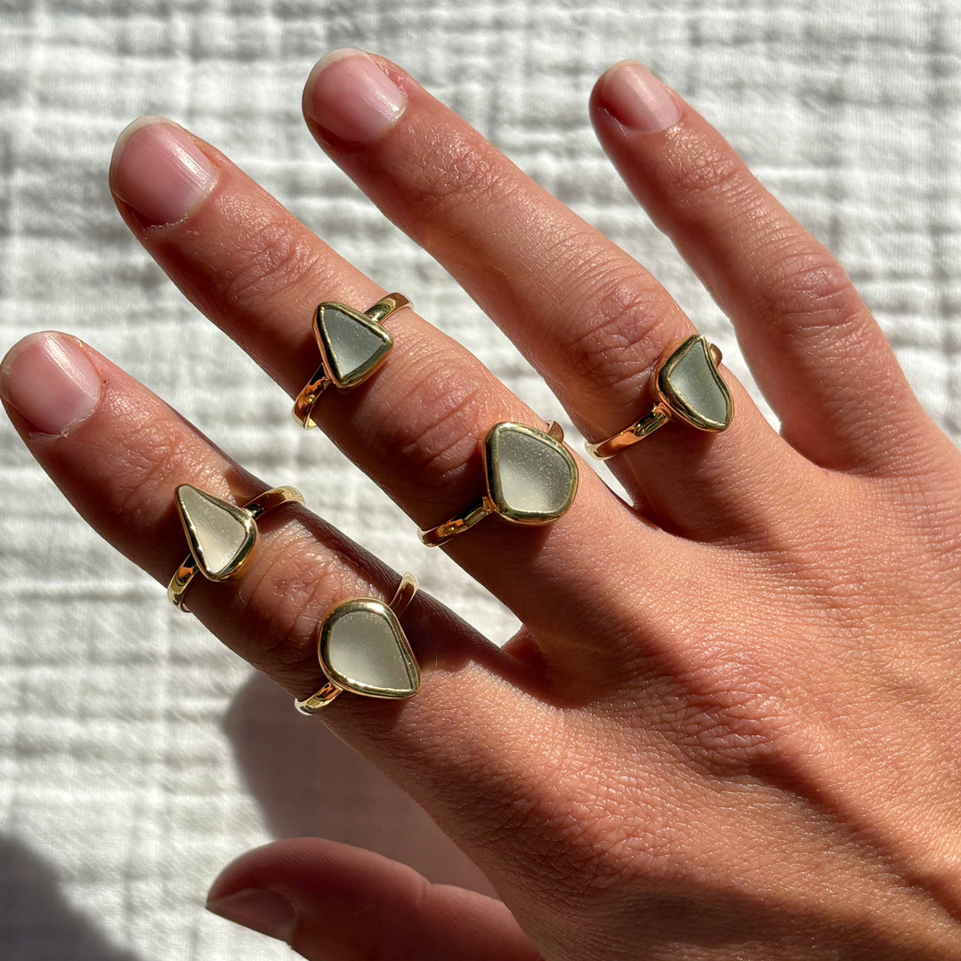 White Sea Glass Ring (Handmade) - Hawaii