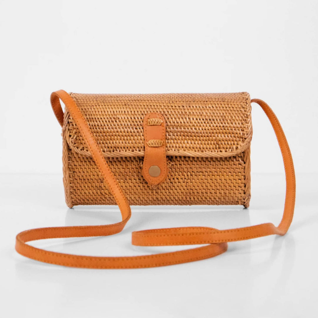 Rattan Bag Purse Wallet Clutch (Brown) - Bali Straw Wicker