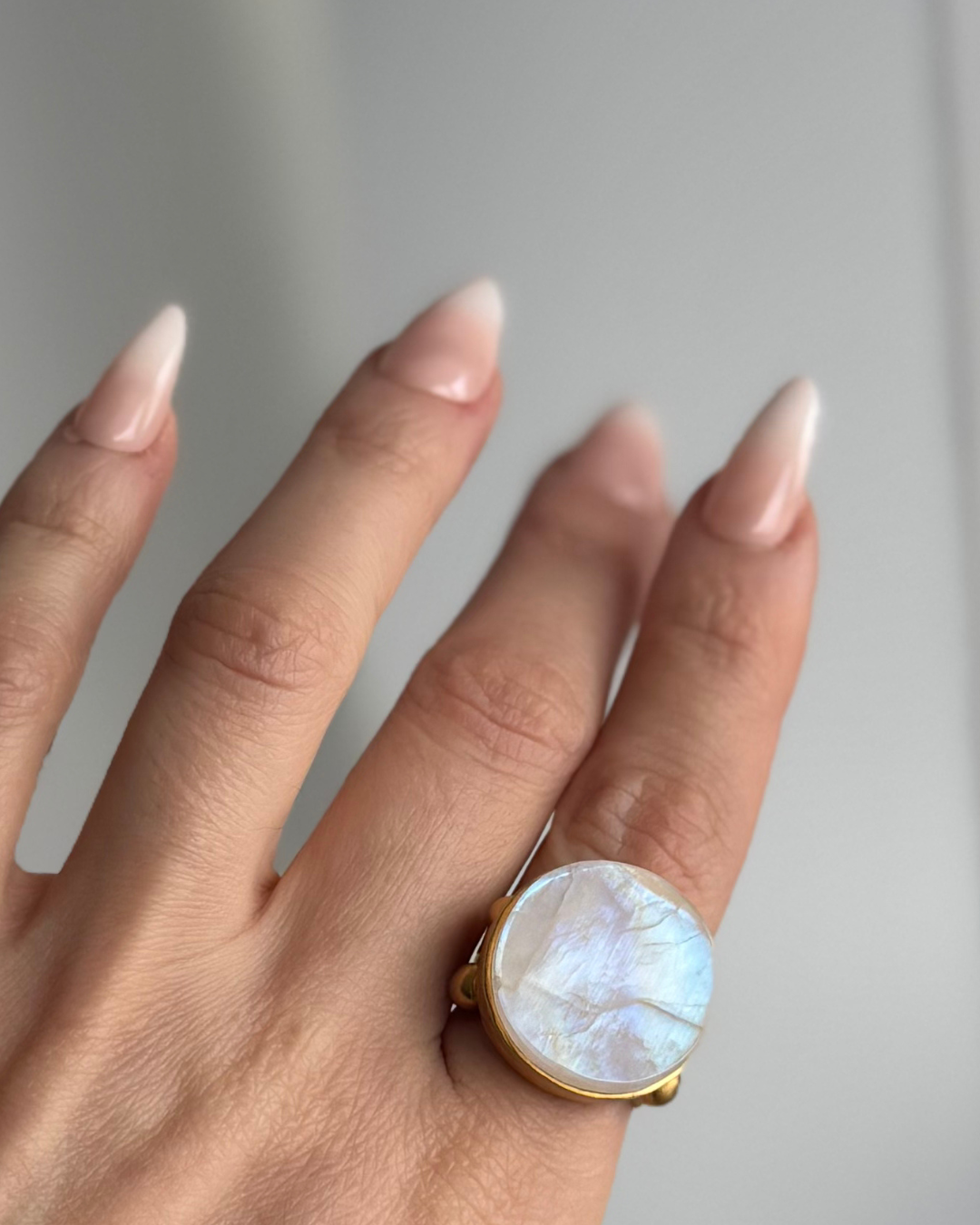 Rainbow Moonstone Cocktail 20mm Ring | GF | Adjustable