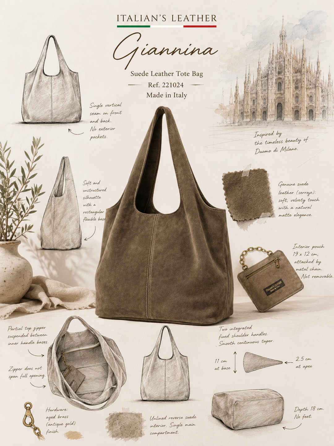 GIANNINA - Suede leather bag