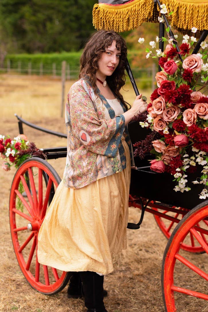 Love Revolution Pixie Crop Kimono w/ Sun, Horse & Florals