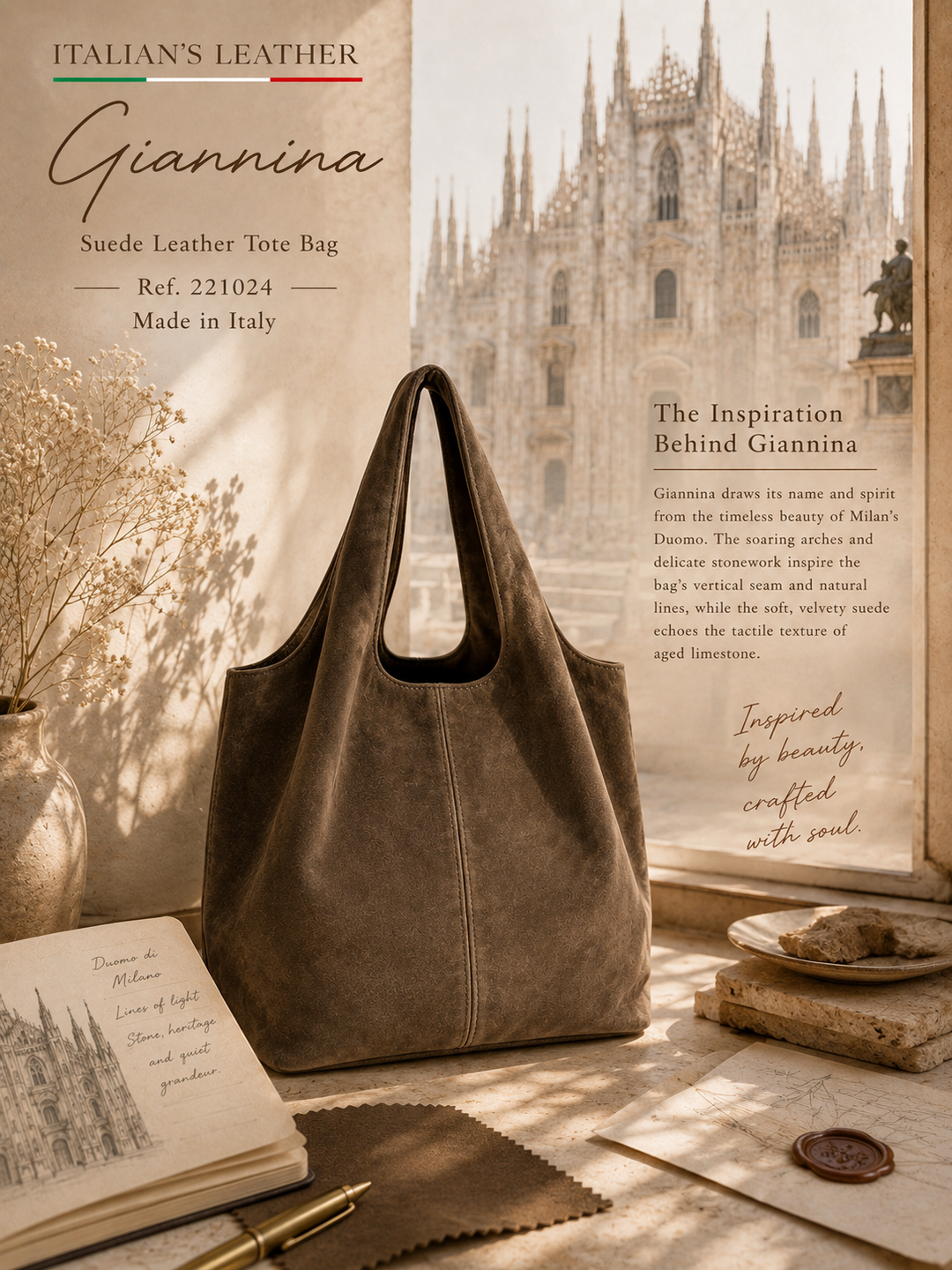 GIANNINA - Suede leather bag
