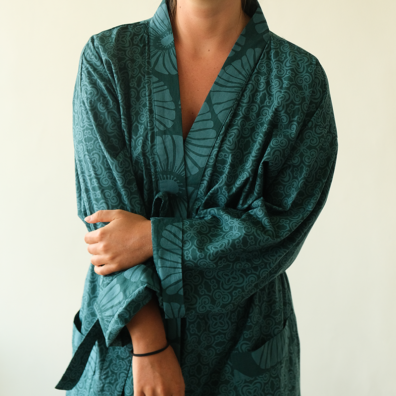 Kimono Robe Cotton | Emerald - Bali