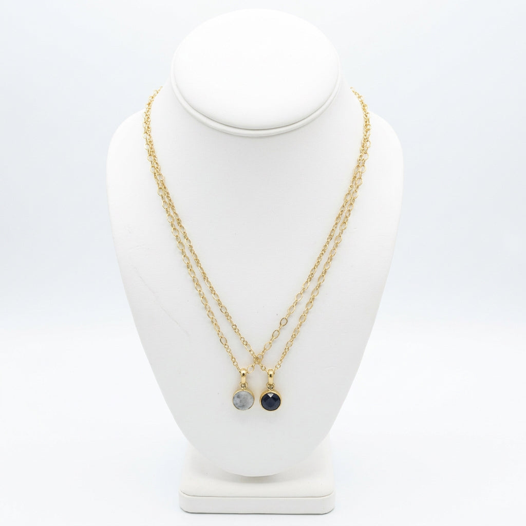 Small Brass Faceted Pendant on Chain - India