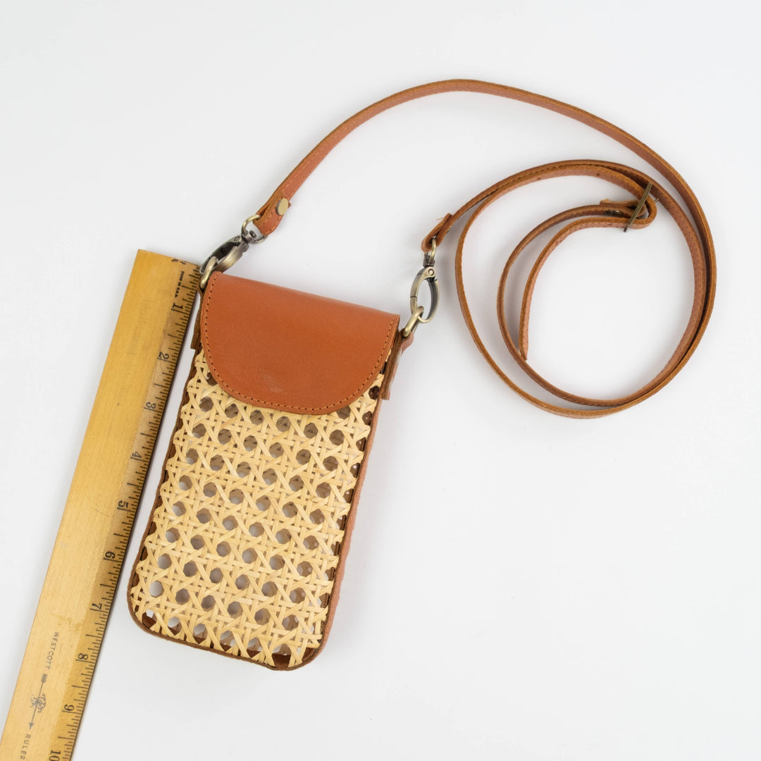 Rattan Cane Cell Phone Crossbody Bag - Bali