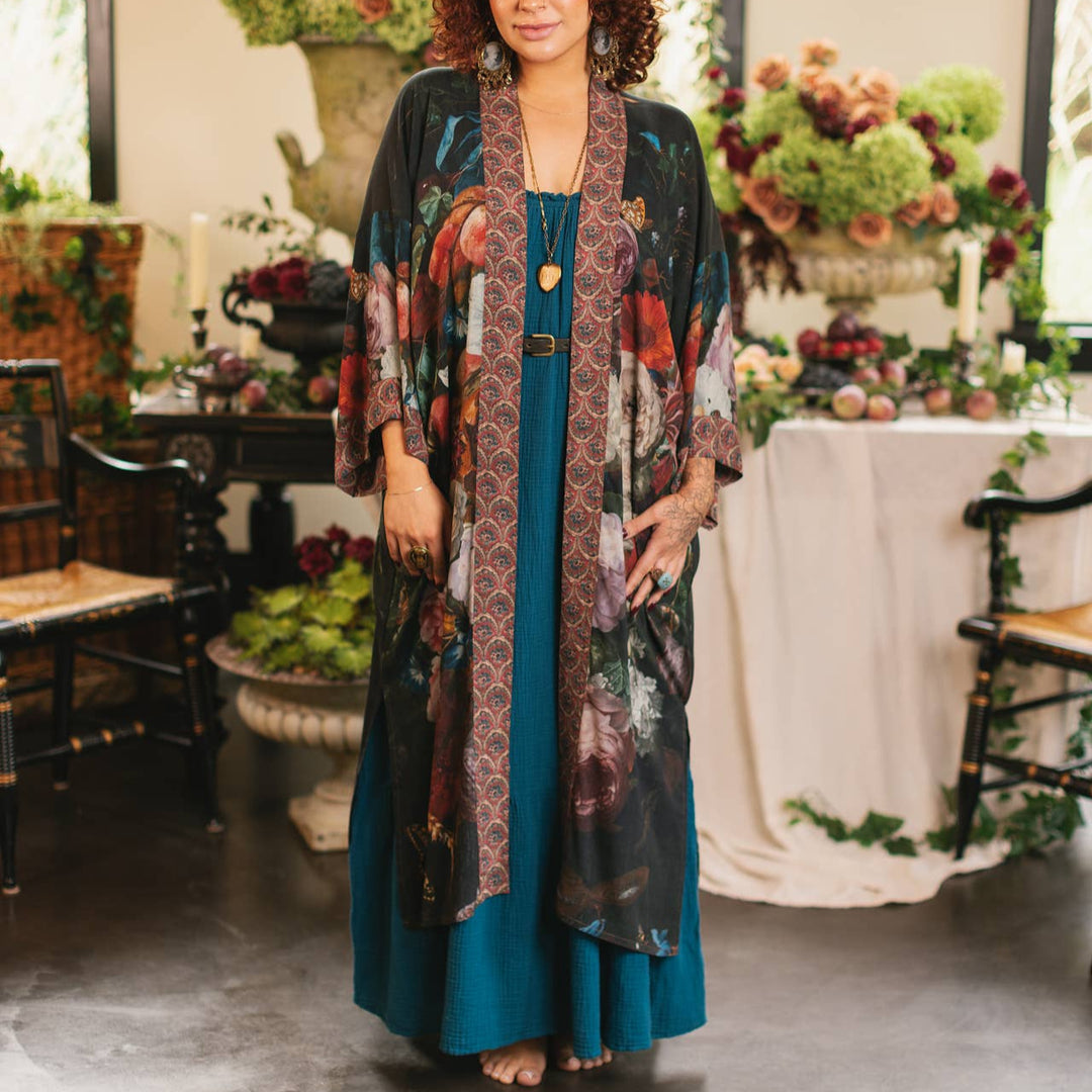 Flight of Fancy Opera Duster Kimono Robe Hummingbird Print - Canada