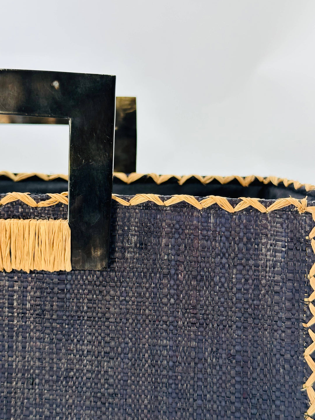 Stevie Square Straw Handbag with Horn Handles